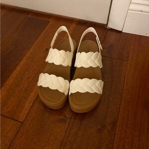 CROCS White Platform Sandals